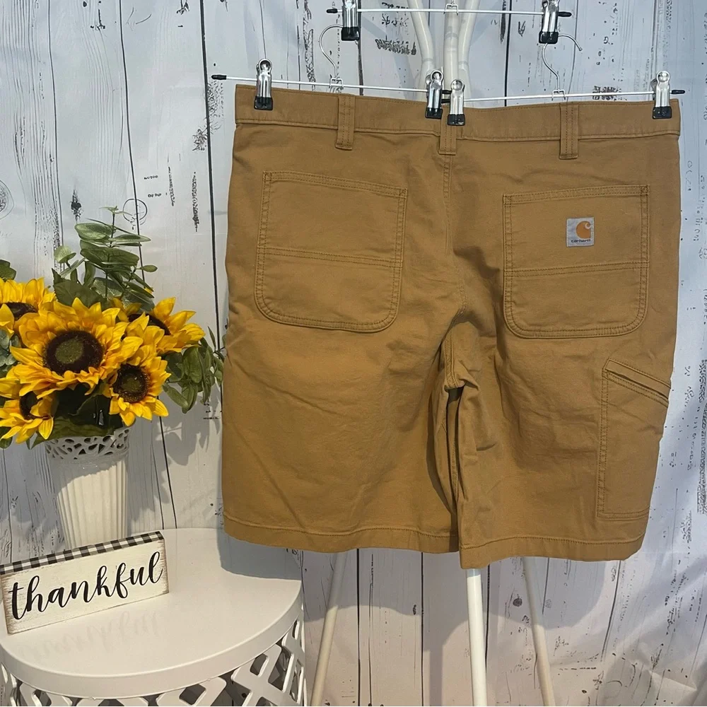 Carhartt Mens Rugged Flex Tan Canvas Work Cargo Shorts Size 40 NWOT